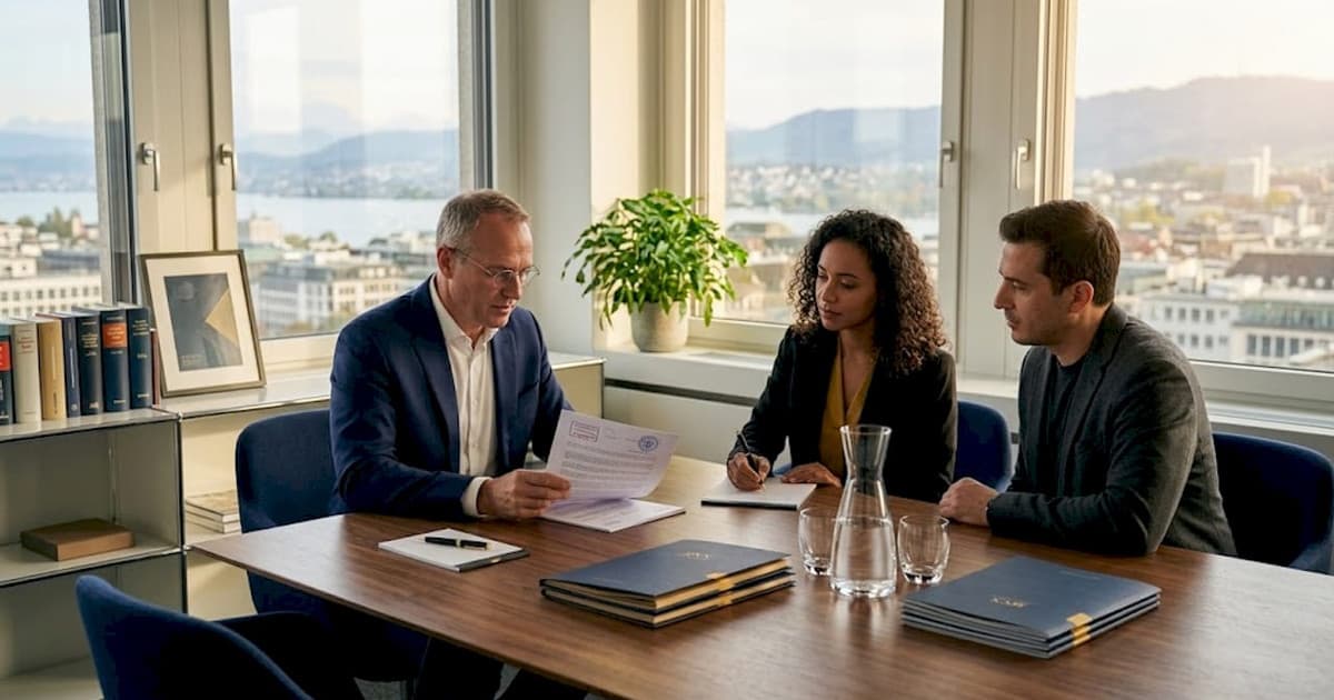 Lawyer discussing a Swiss company ownership change