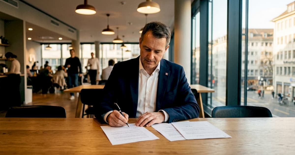 Signatory signing an official Swiss company document