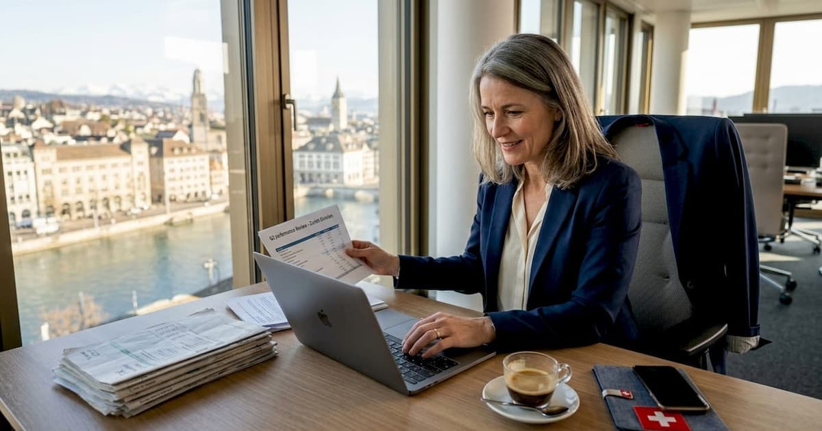 Executive working on a Swiss corporate tax report