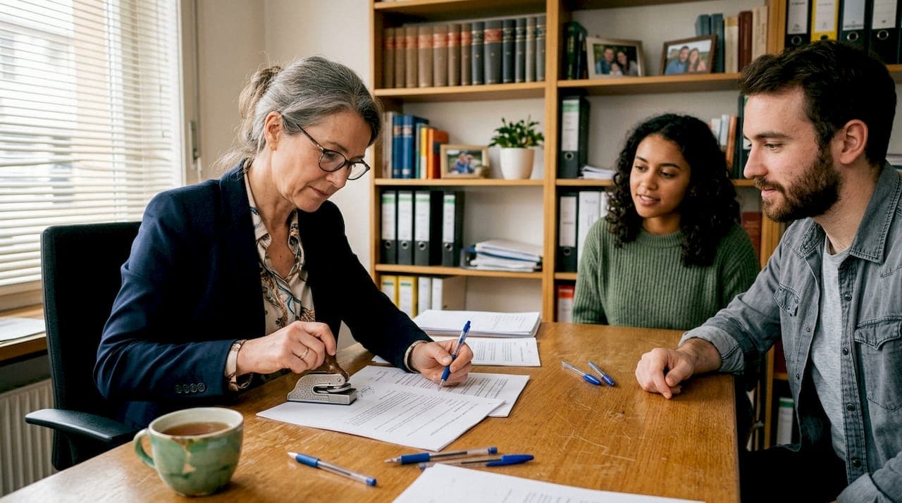 Swiss notary reviews founders' legal documents