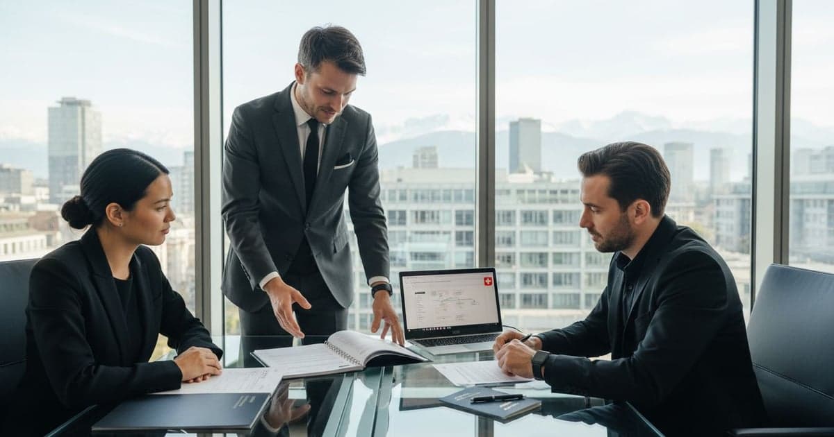Adviser working through the Swiss incorporation process