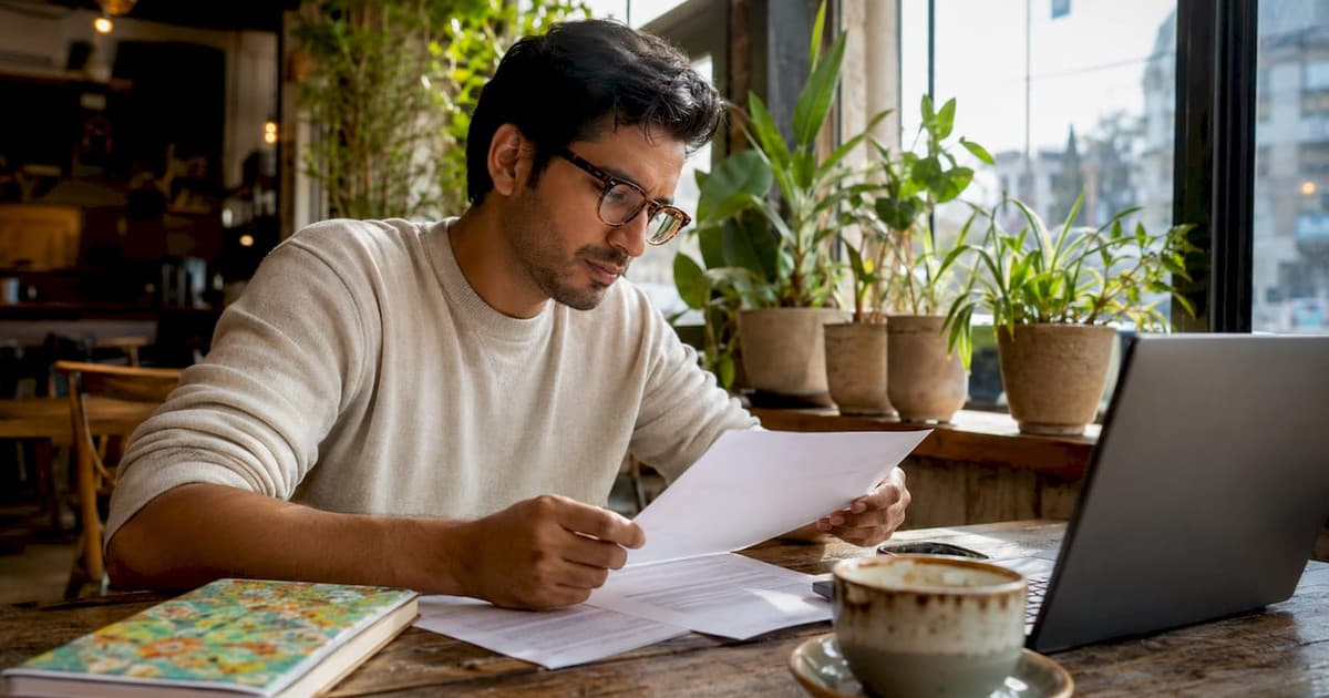 Entrepreneur reviewing intellectual property documents