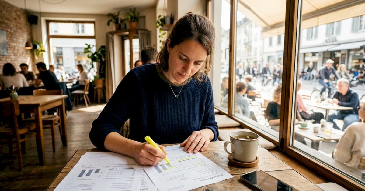 Entrepreneur reviewing Swiss VAT documents
