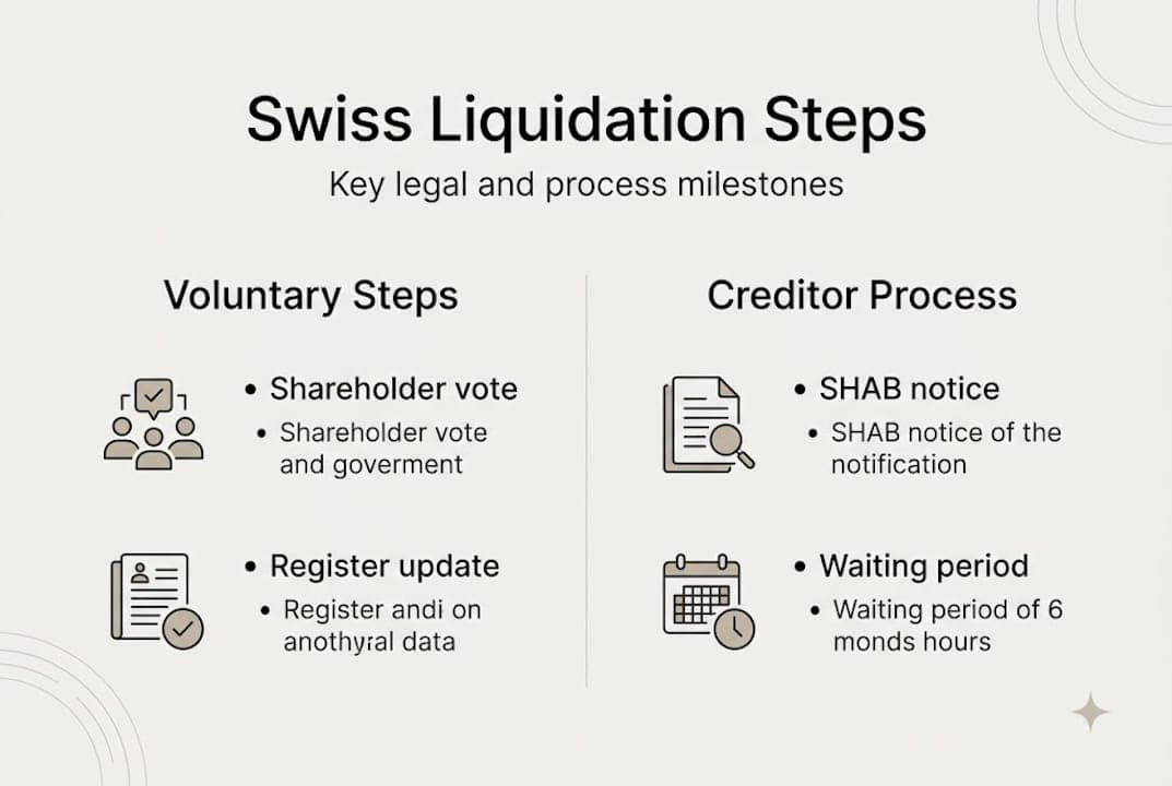 Infographic overview of Swiss company liquidation steps