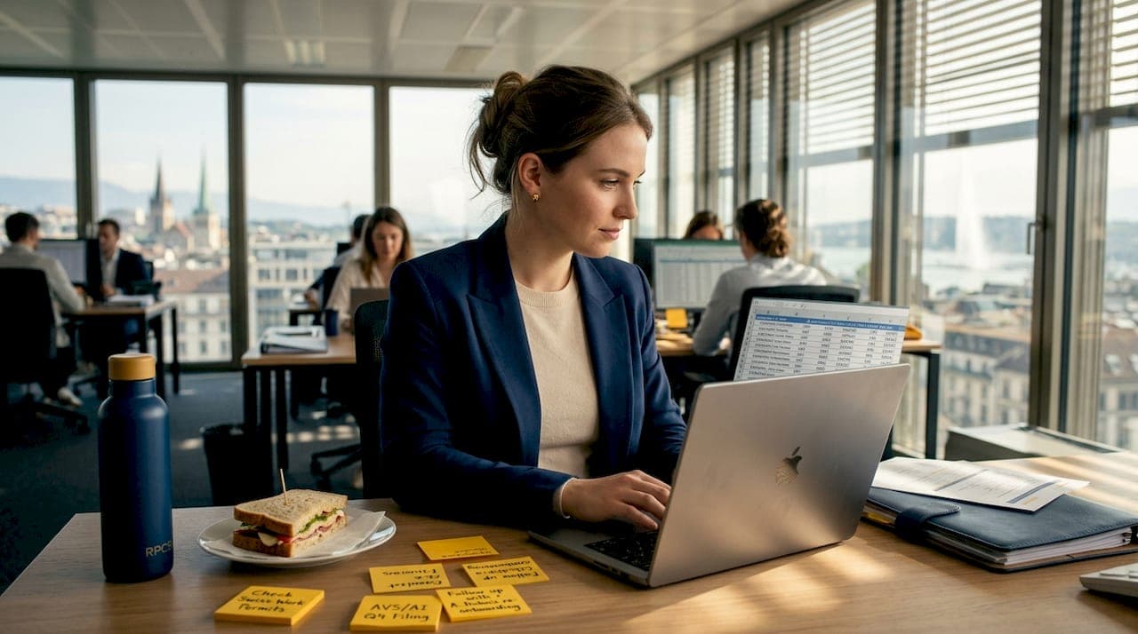 HR manager handling Swiss payroll tasks