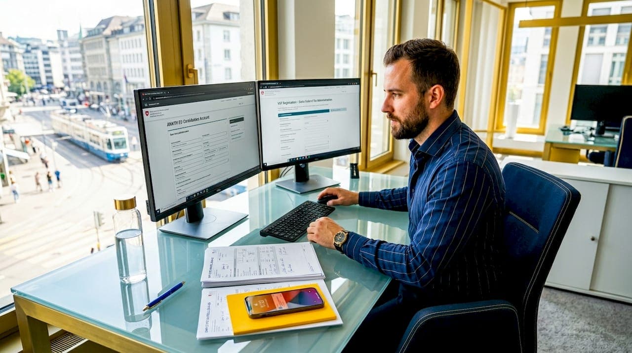 Payroll specialist working on Swiss payroll setup