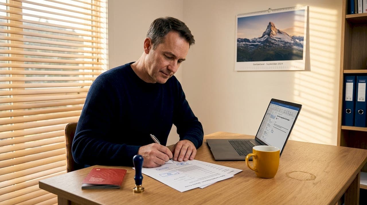 Director completing Swiss company paperwork