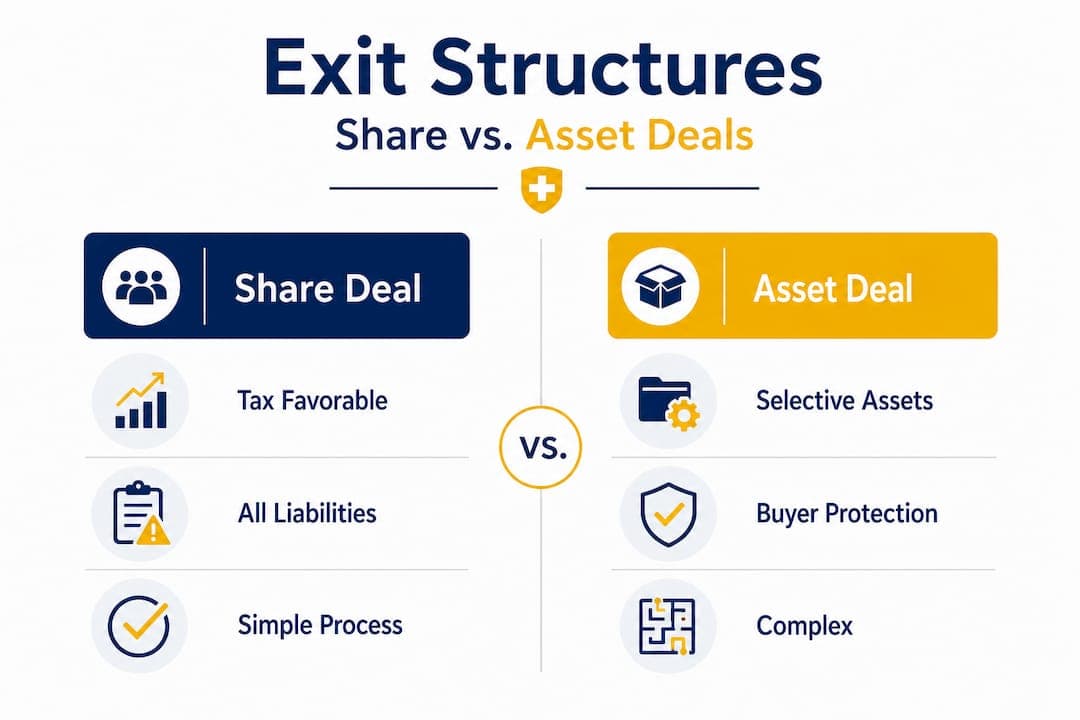 Infographic comparing share and asset deals