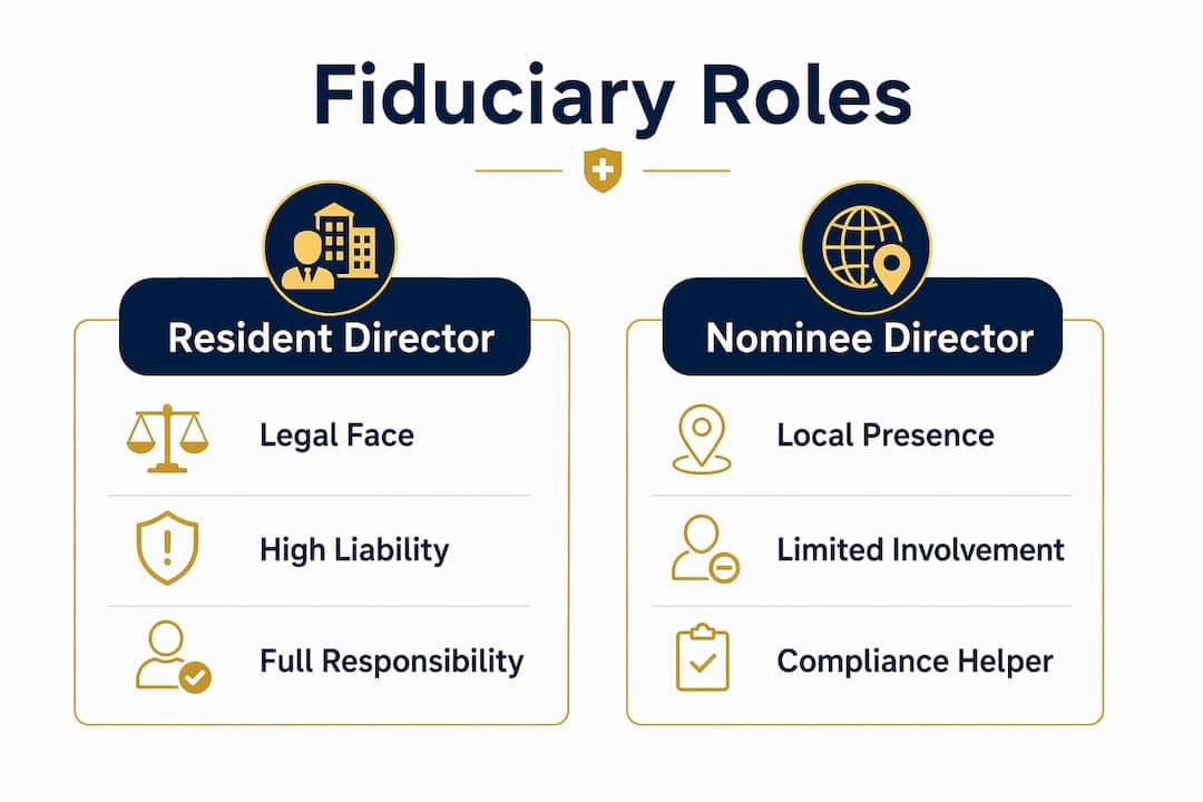Infographic comparing fiduciary roles in Switzerland