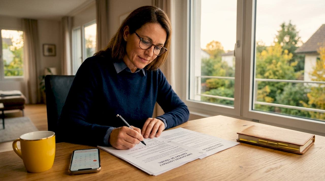 HR specialist reviewing employment contracts