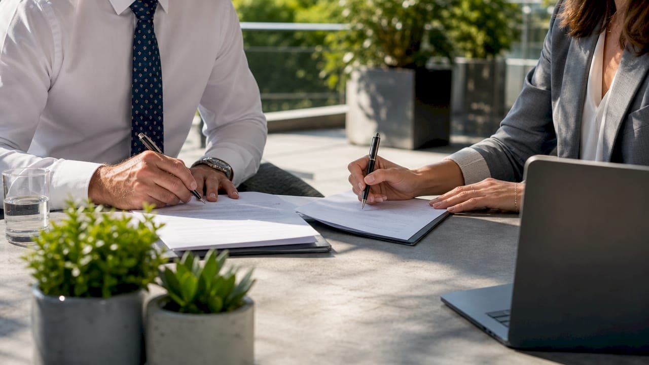 Hands signing independent director agreement