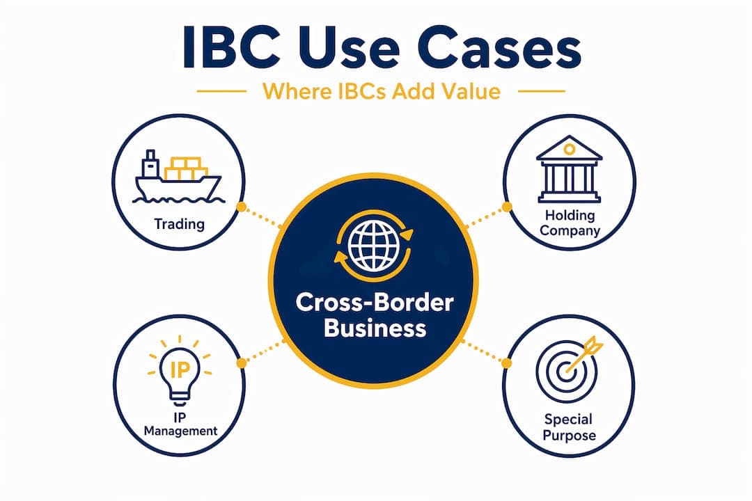 Infographic showing international business company use cases