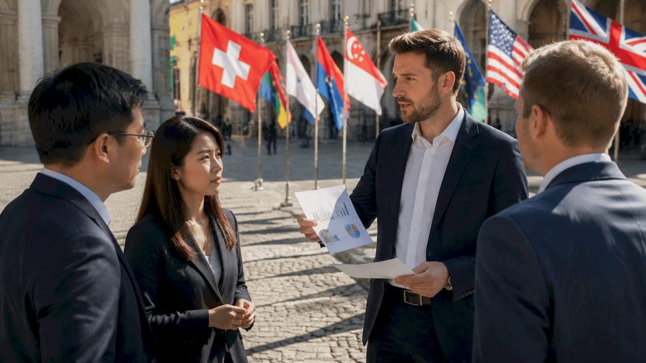 Financial delegates comparing global centers