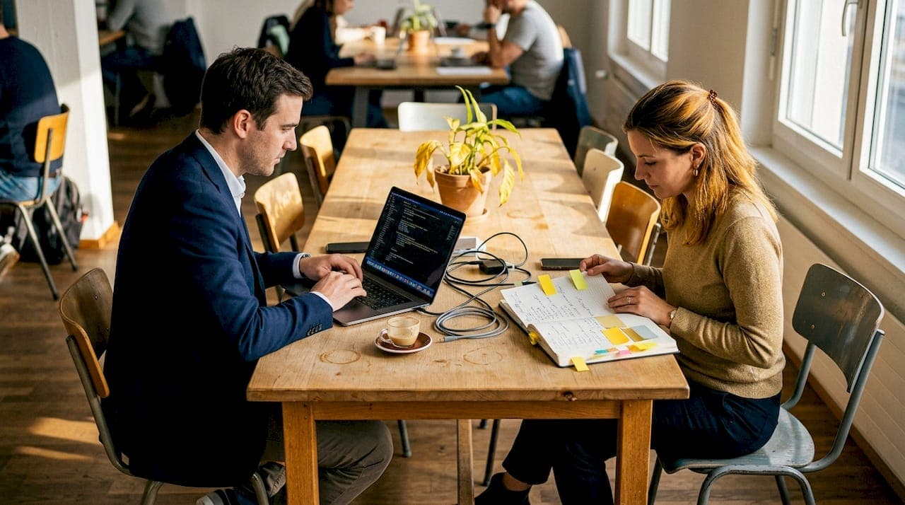 Blockchain founders at work in Zug coworking space