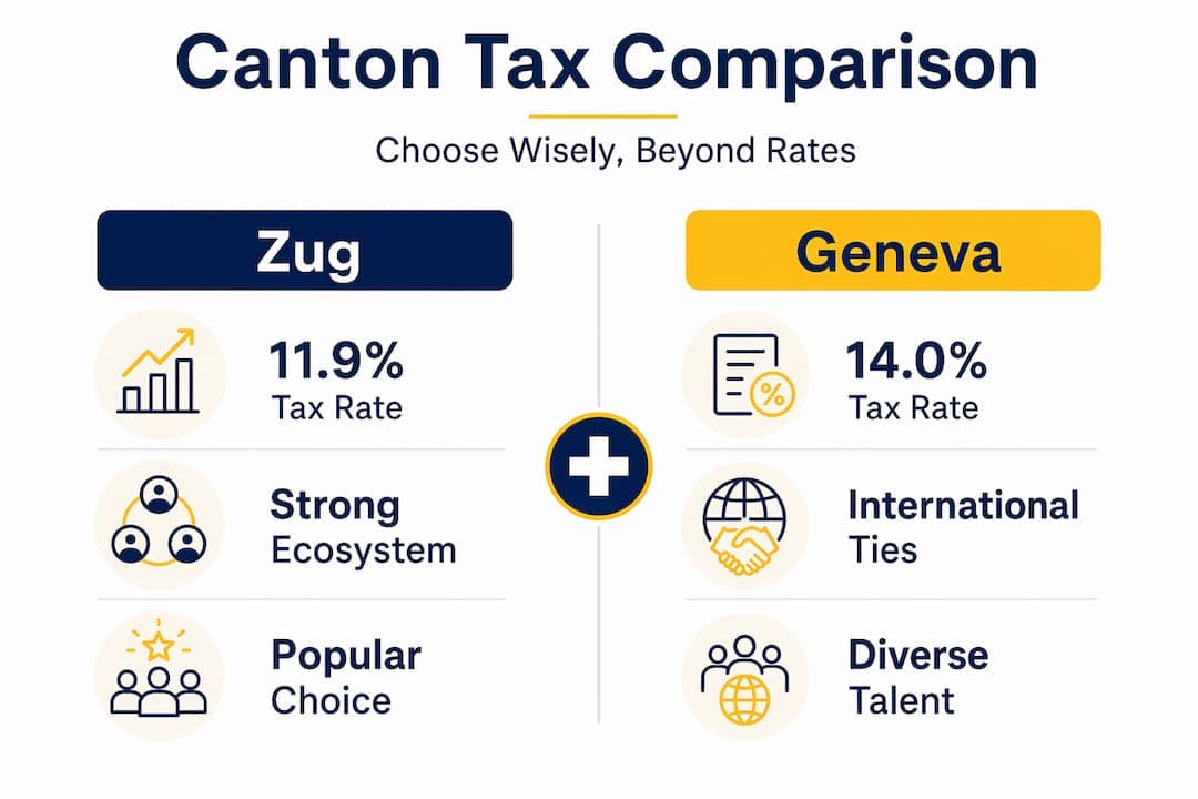 Infographic comparing Swiss canton tax advantages