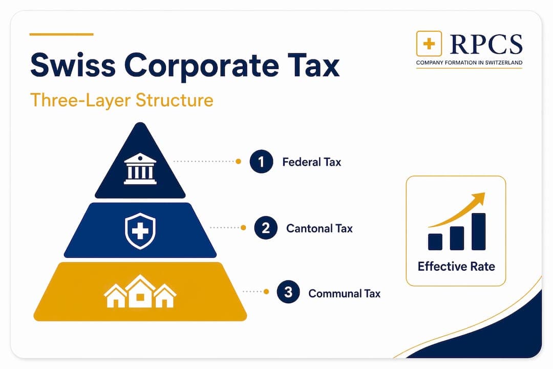 Infographic showing Swiss corporate tax hierarchy